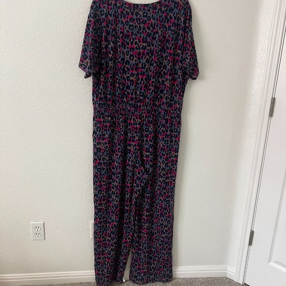 Pact Sz XL Leopard Jumpsuit Animal Print Organic Cotton Sustainable Straight Leg - Picture 3 of 12